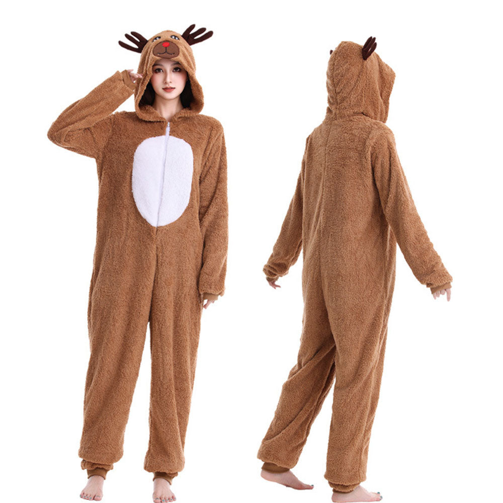 Christmas Onesie Women's Reindeer Cosplay Costume Jumpsuit Carnival Xmas Outfits