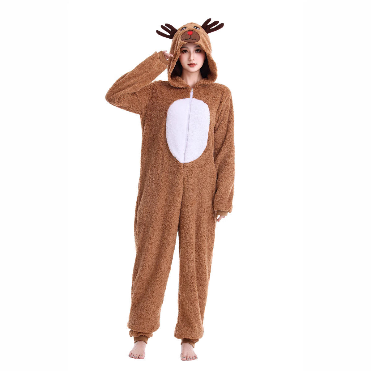 Christmas Onesie Women's Reindeer Cosplay Costume Jumpsuit Carnival Xmas Outfits