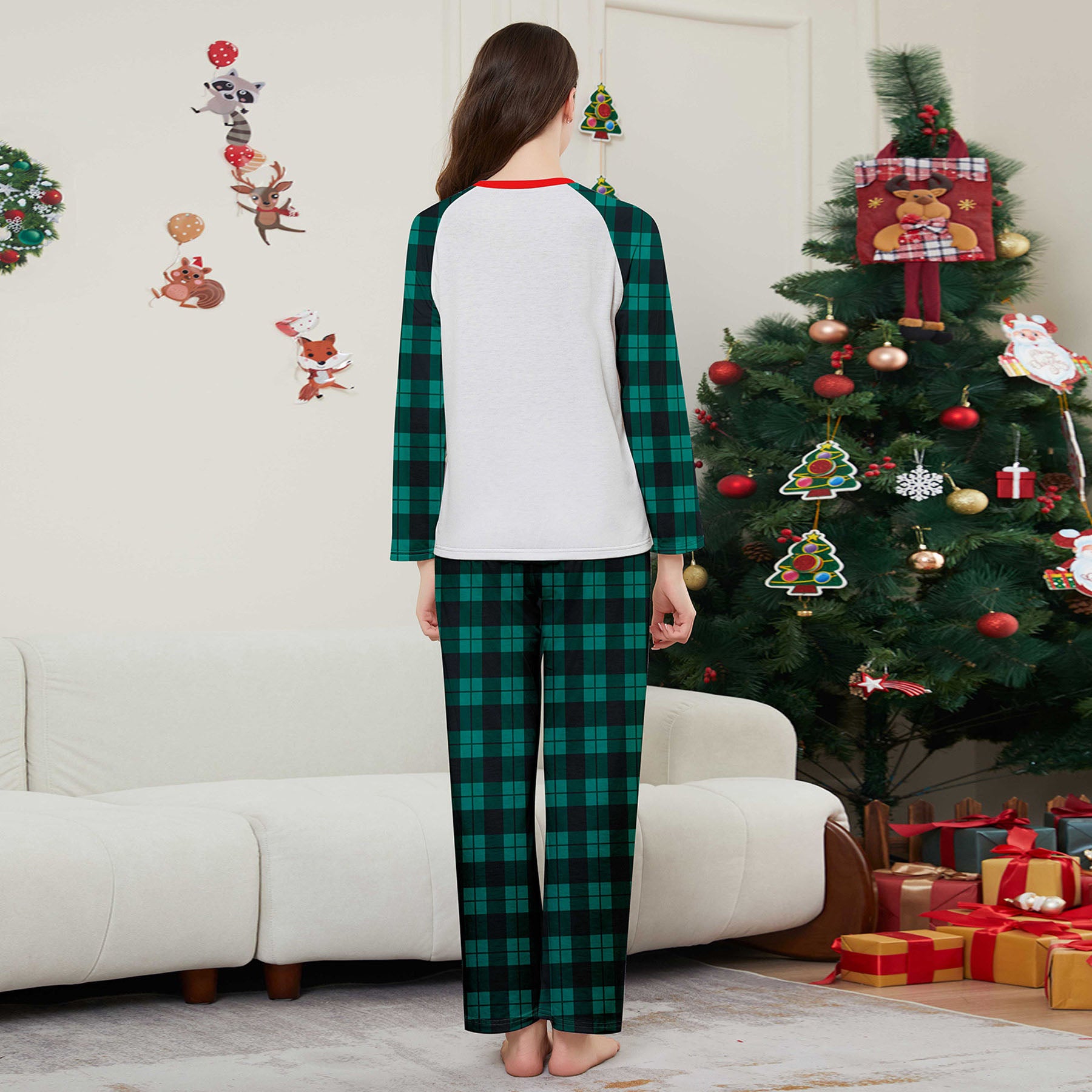 Christmas tree print Contrasting colors Family Matching Pajamas Sets - Ciclove