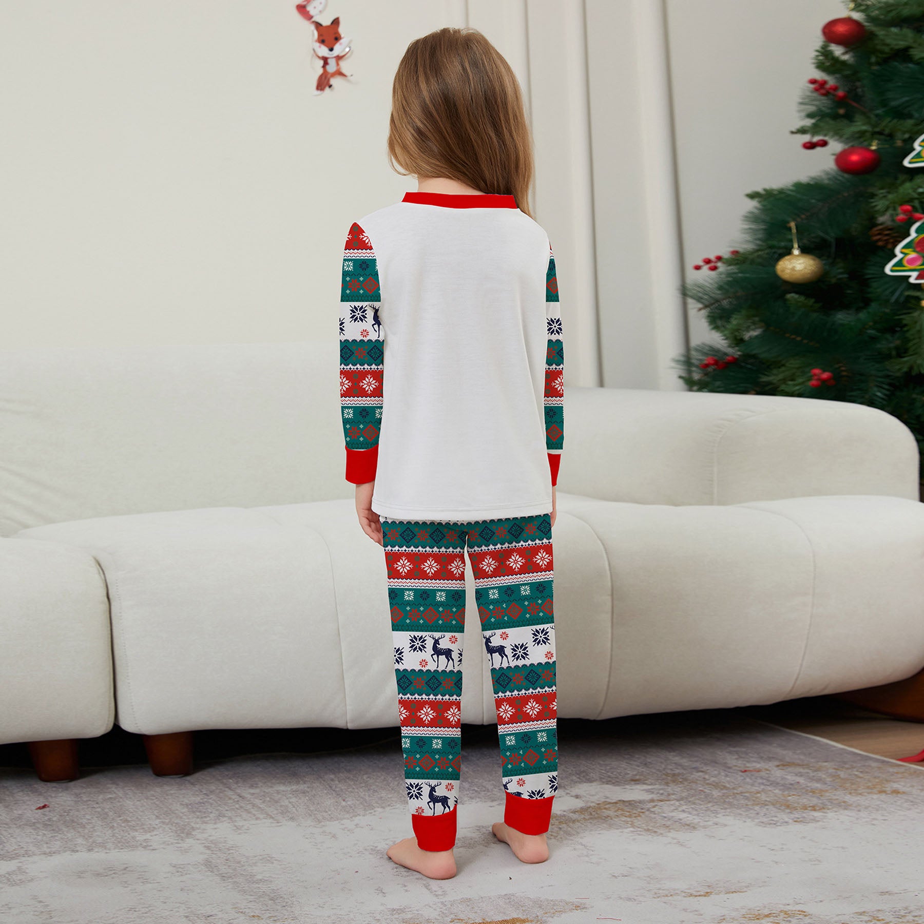 Christmas Deer print Contrasting colors Family Matching Pajamas Sets