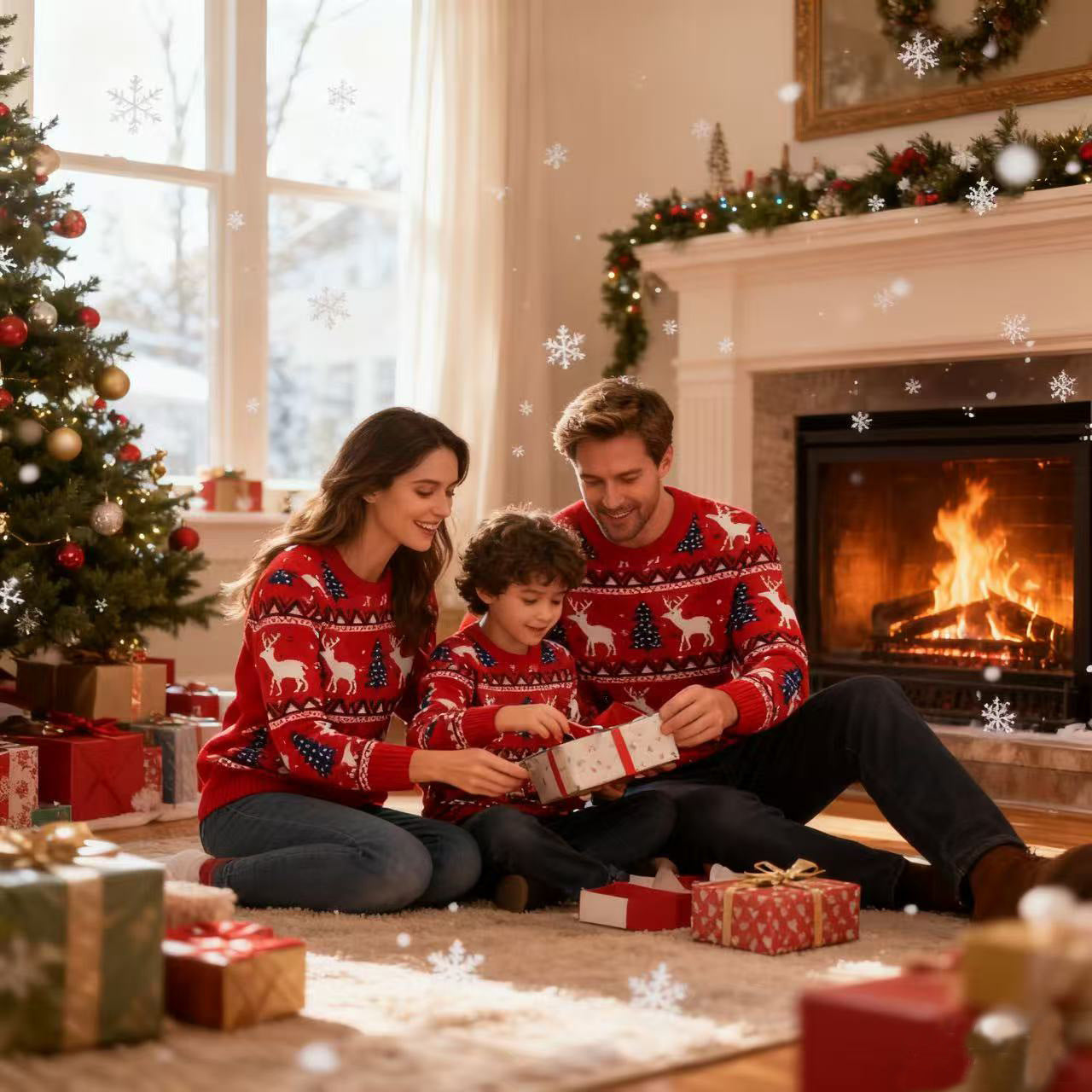 Christmas Family Matching Outfits Mum Daughter Warm Sweaters - Ciclove