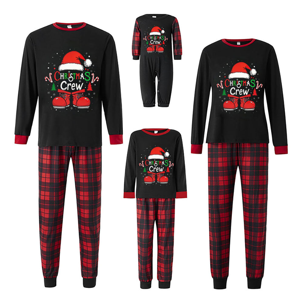 Family Matching Pajamas Christmas Letter Red Black plaid print Sets - Ciclove