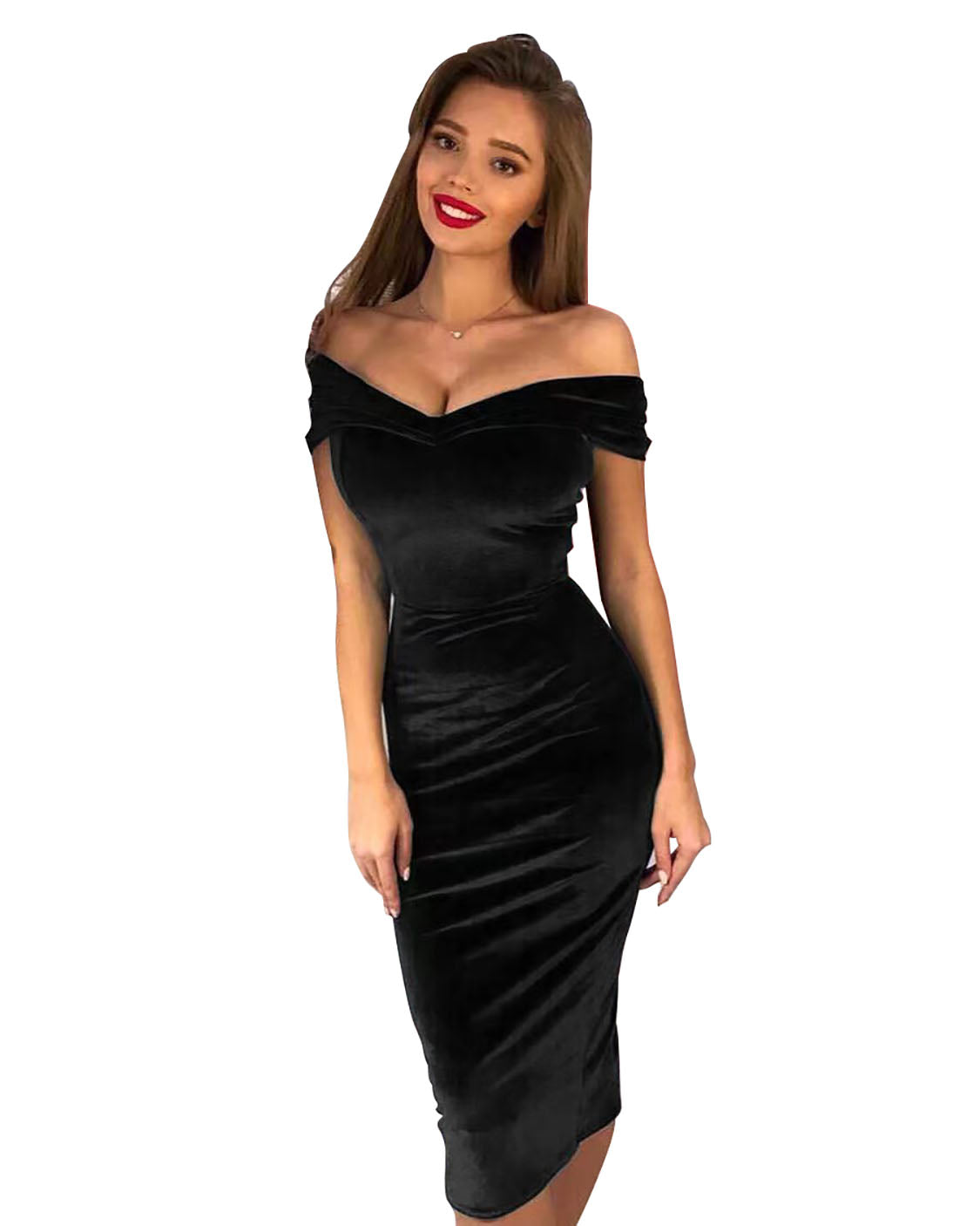 Christmas Wine Red 1960s Velvet Bodycon Vintage Dress - Ciclove