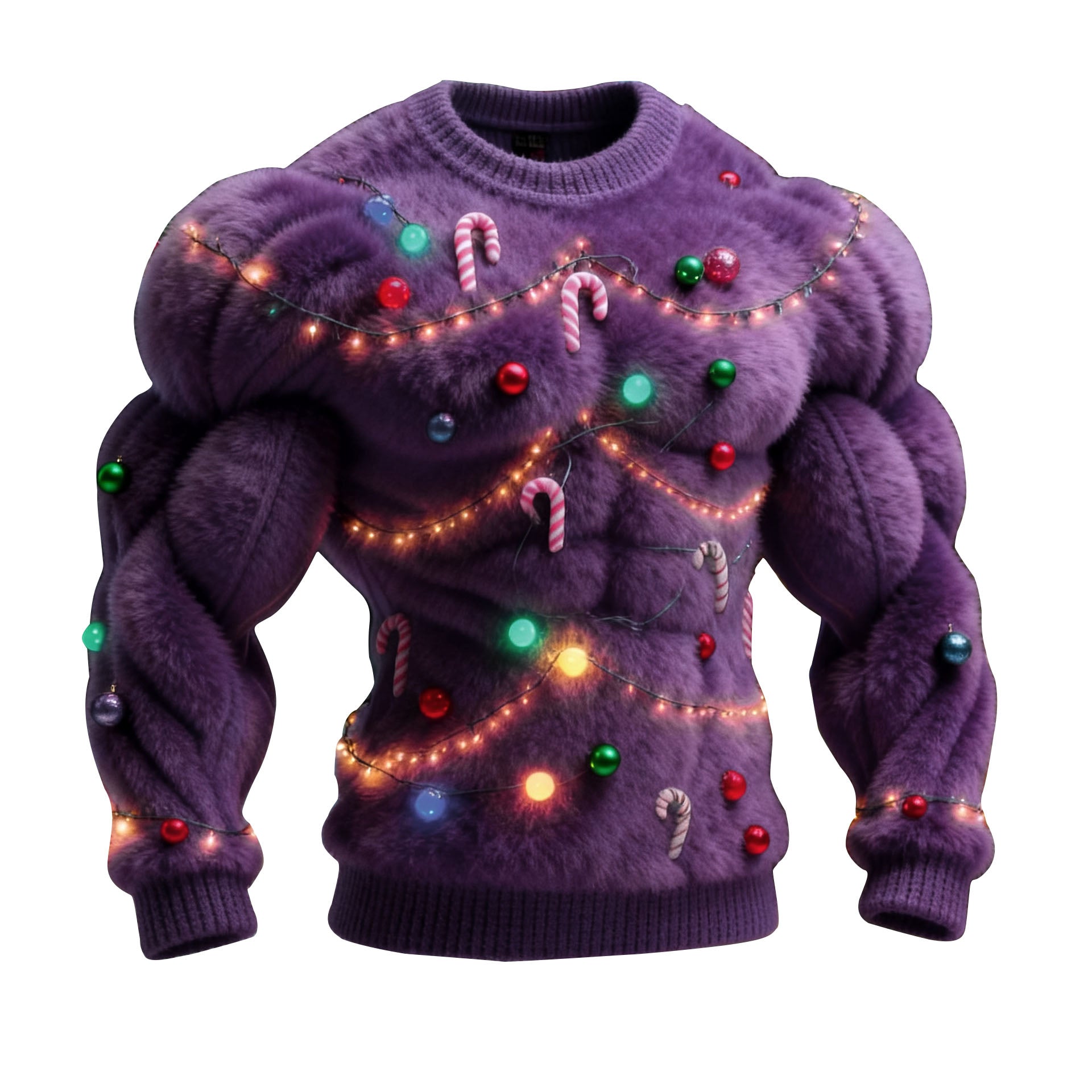 Christmas Decorative Lights Men's Simulated Muscle Lines Design 3D Digital Printing Sweatshirt - Ciclove