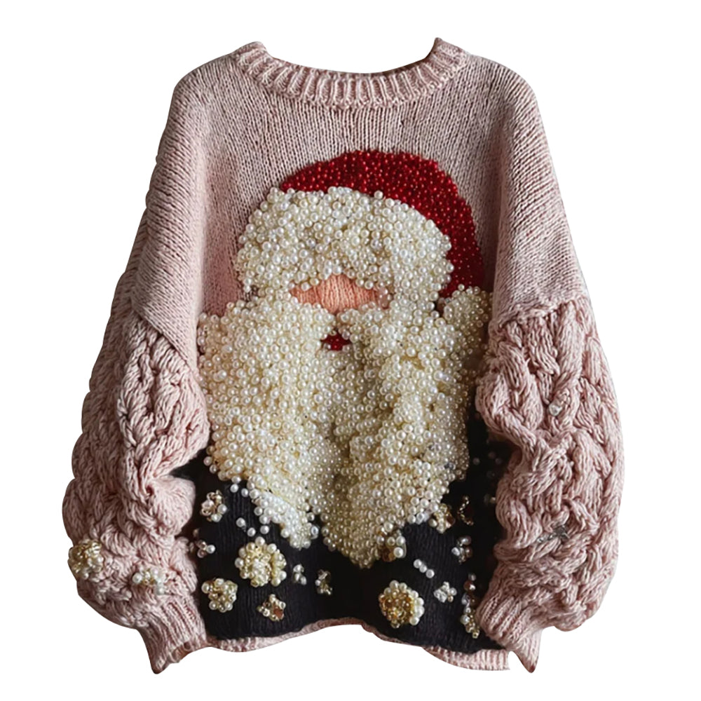 Ugly Women's Christmas Santa Pattern Cozy Knit Pullover Sweater - Ciclove