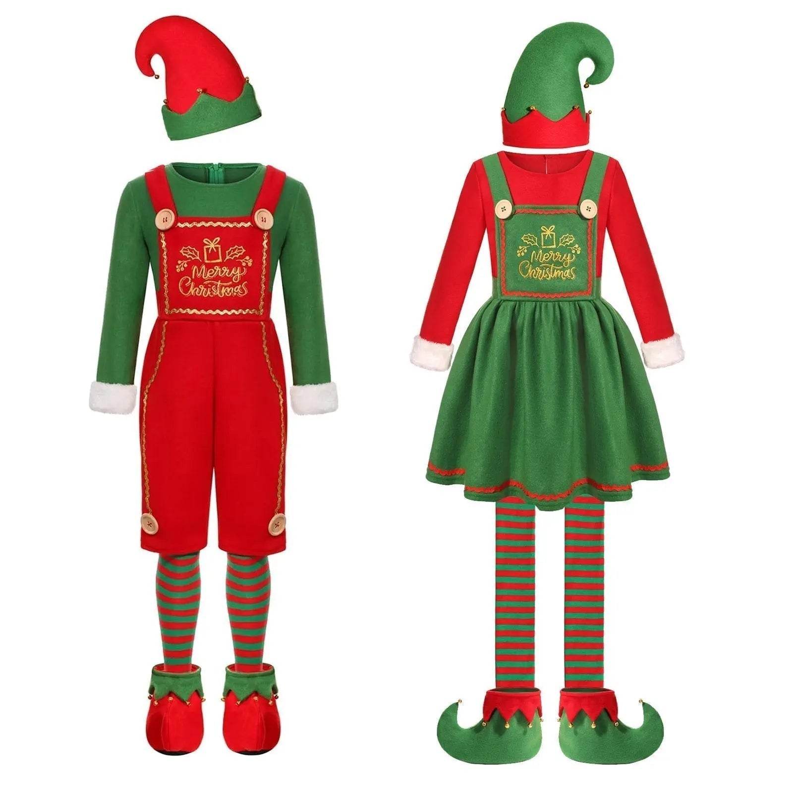 Elf Costume for Girls Boy Kids Christmas Party Dress Outfit - ciclove
