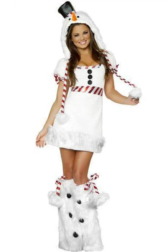 White Snowman Costume Woman Dress Halloween Christmas Party Wear - ciclove