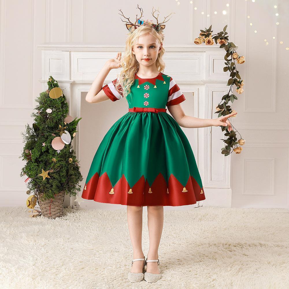 BuyChristmas Dresses for Girls Performance Costumes Snowman Santa Printed Skirts Now Cheaper With 3 - 5 Days Ship - PajamasBuy