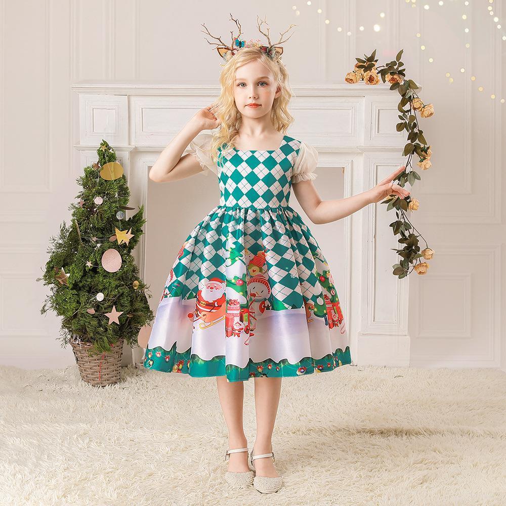 BuyChristmas Dresses for Girls Performance Costumes Snowman Santa Printed Skirts Now Cheaper With 3 - 5 Days Ship - PajamasBuy