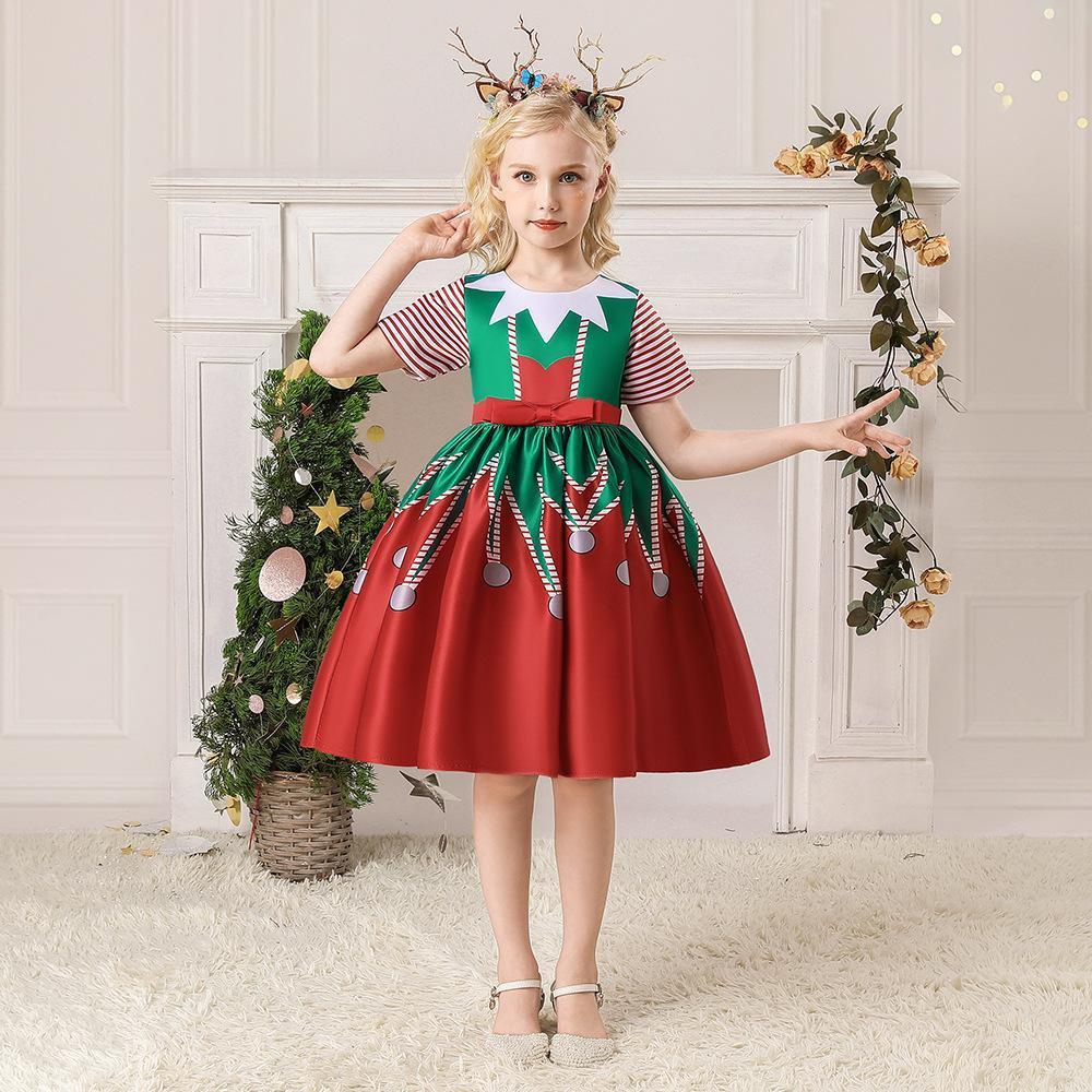 BuyChristmas Dresses for Girls Performance Costumes Snowman Santa Printed Skirts Now Cheaper With 3 - 5 Days Ship - PajamasBuy