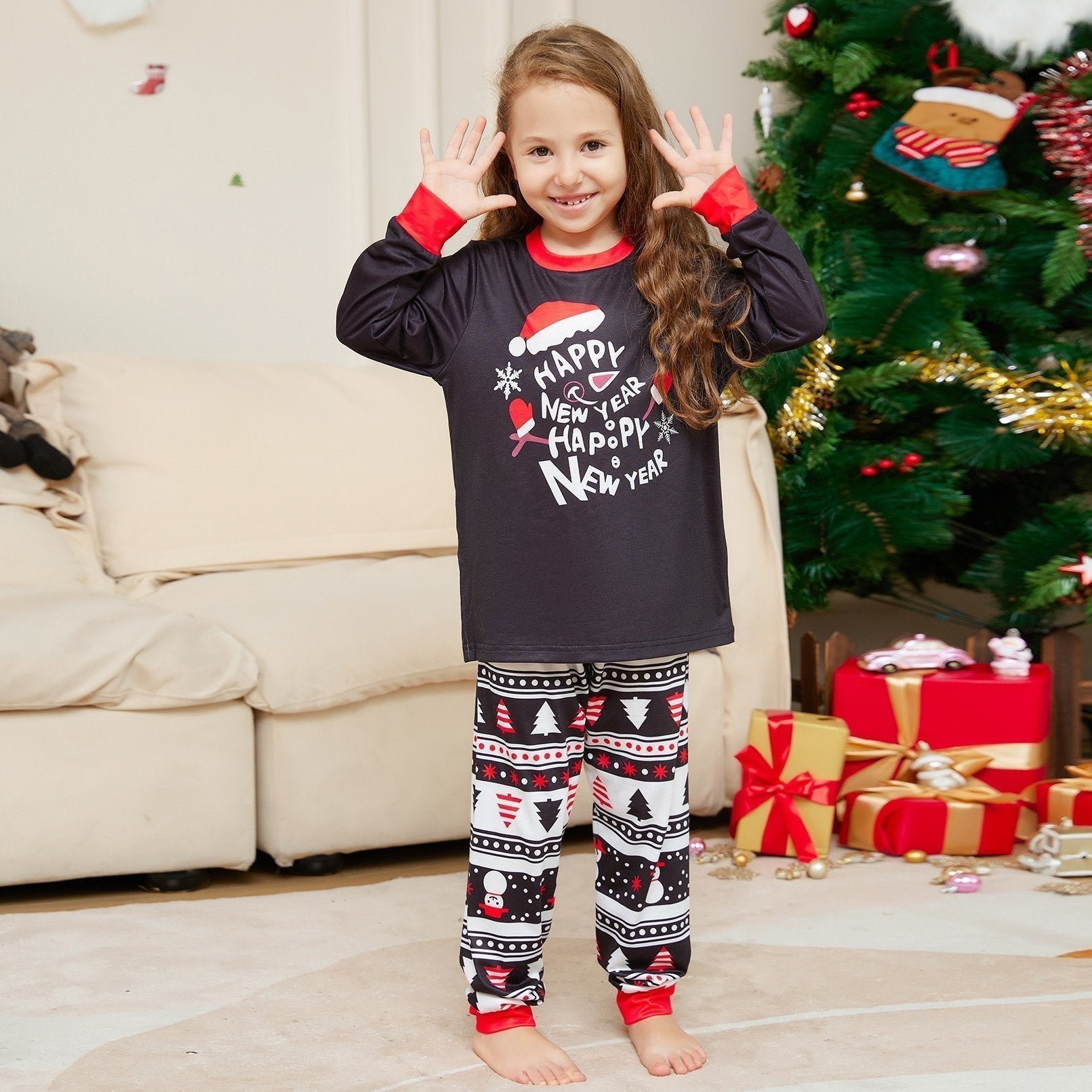 BuyChristmas Hat Letter Crew Neck Print Family Couples Matching Pajamas Party Sets Now Cheaper With 3 - 5 Days Ship - PajamasBuy