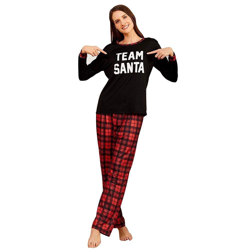 Christmas Family Matching Pajamas Suit Lattice Letter Printing Sleepwear