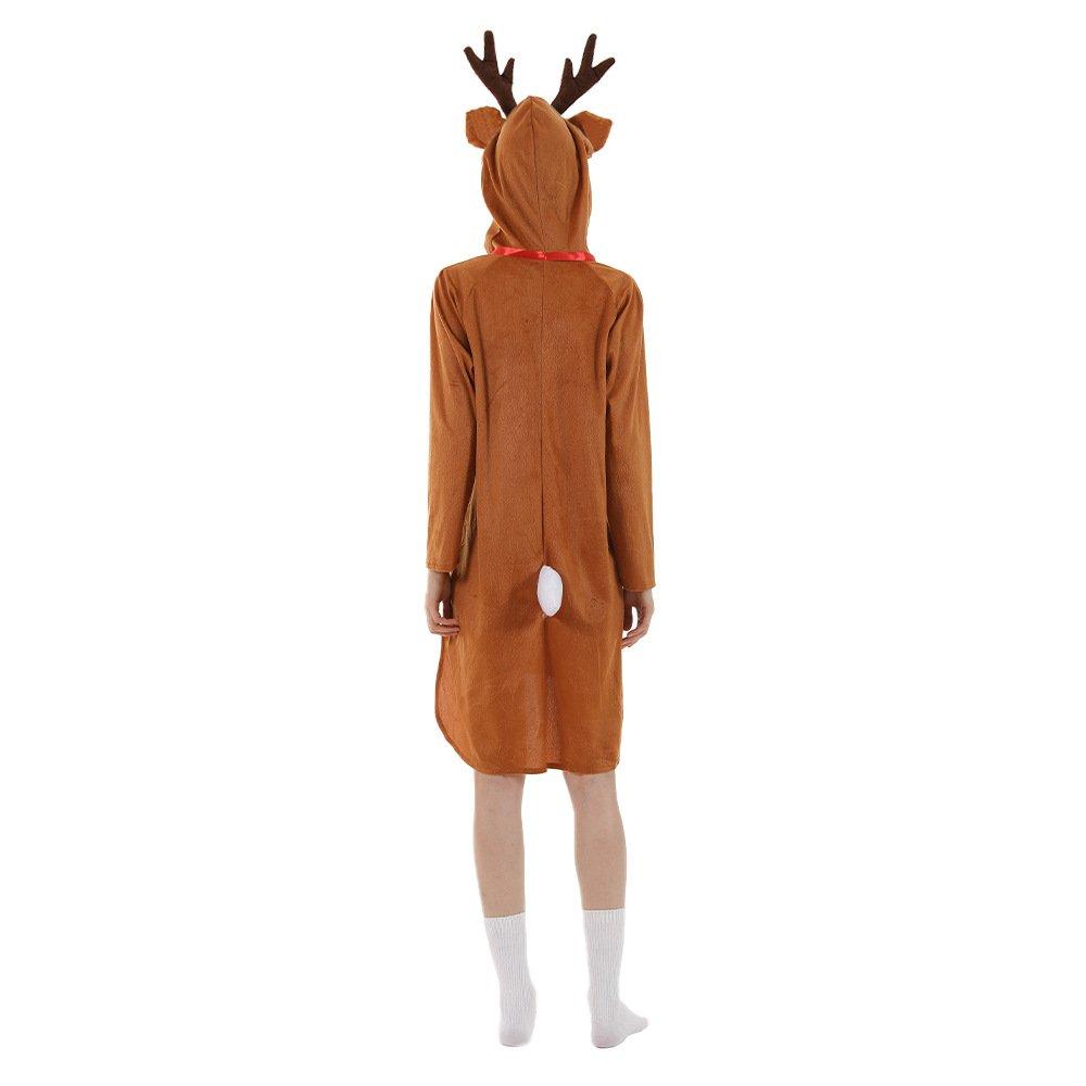 Women's Elk Christmas Costumes Holiday Party Hooded Dress