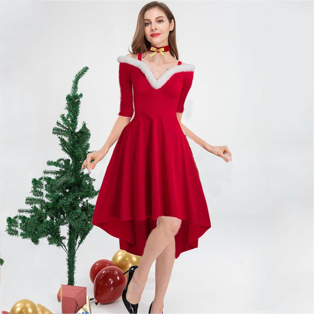 Christmas Costumes Long Sleeve Deep V Strapless Dress
