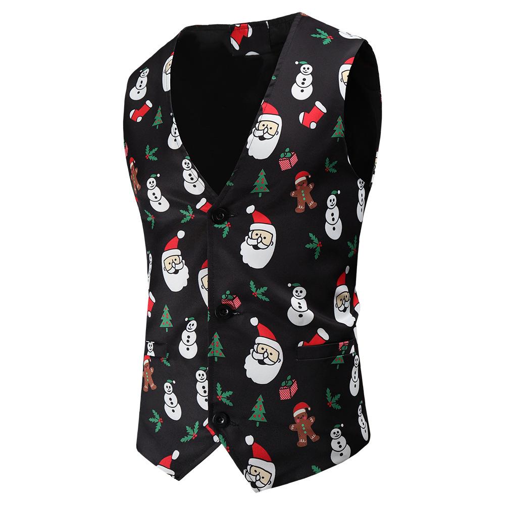 Christmas red men's Blazer suits Santa 3D print trousers with vest