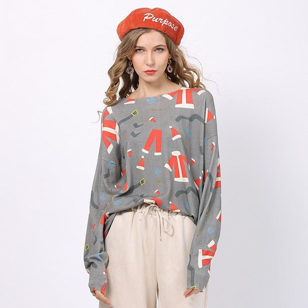 Women Ugly Christmas Sweaters Print Round Neck Long Sleeve Pullover Shirt