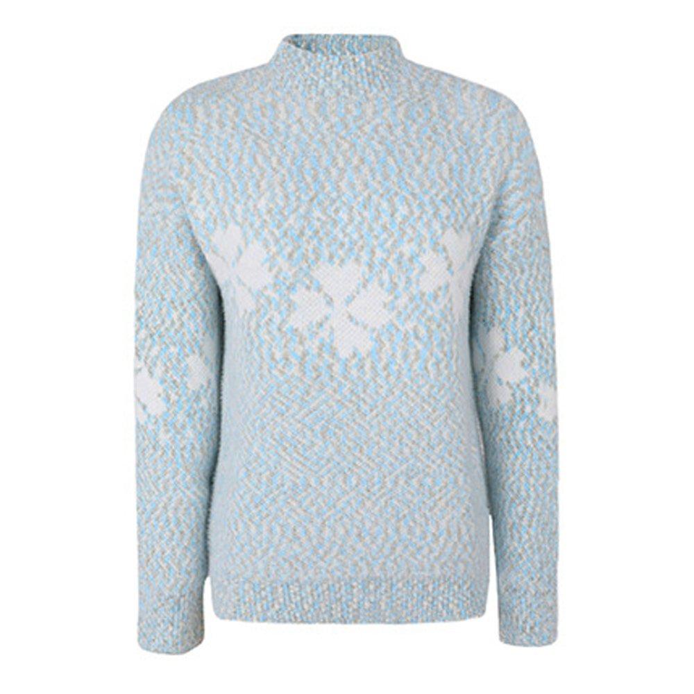 Women Ugly Christmas Sweaters Half Turtleneck Snowflake Top