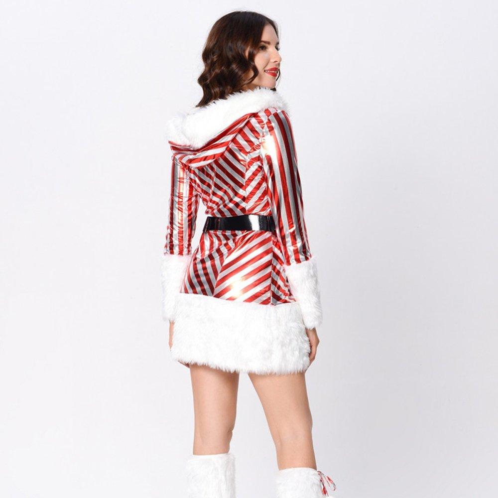 Christmas Costumes Red and White Striped Christmas Snowman Party Skirt Suit