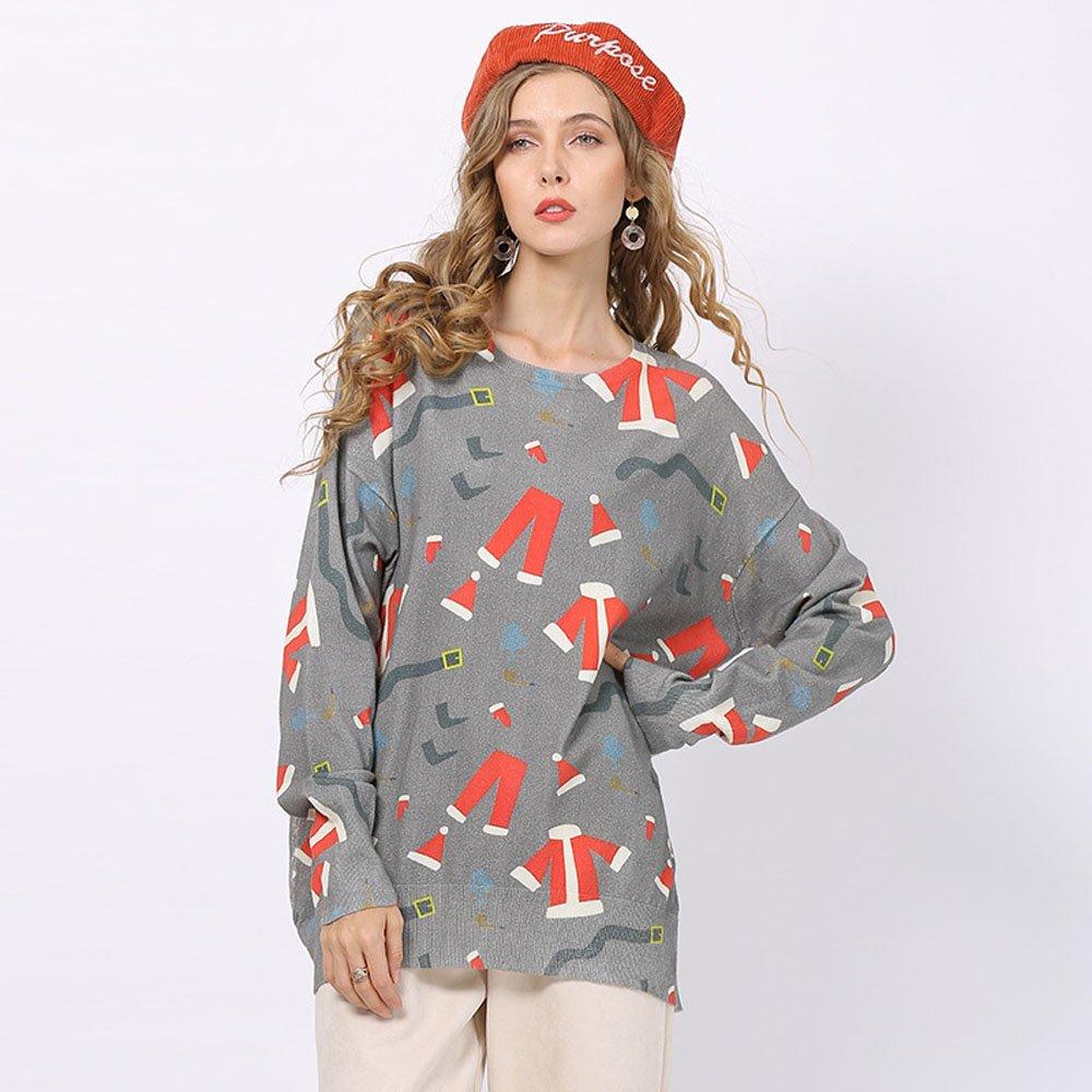 Women Ugly Christmas Sweaters Print Round Neck Long Sleeve Pullover Shirt
