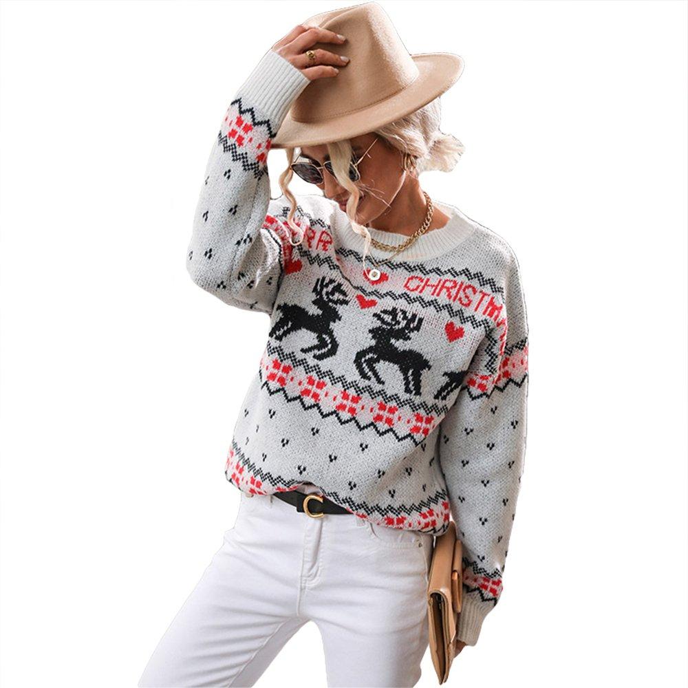 Women Ugly Christmas Sweaters Fawn Knitted Turtleneck Christmas Top