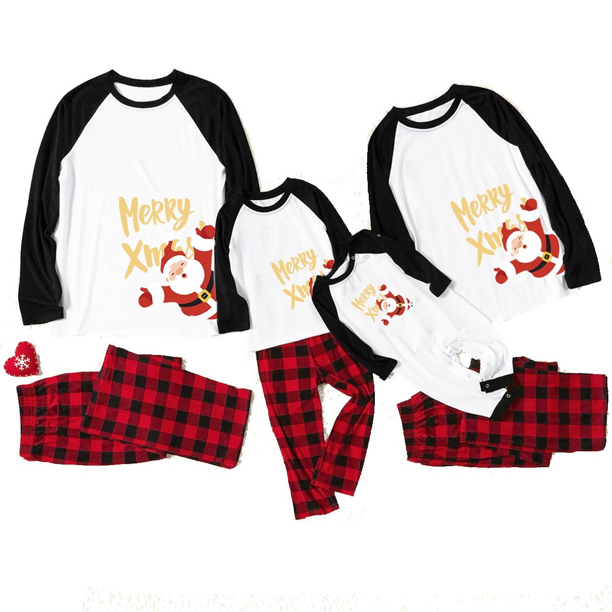 Christmas Family Matching Pajamas Printed Santa Claus Long Sleeve Sleepwear Set