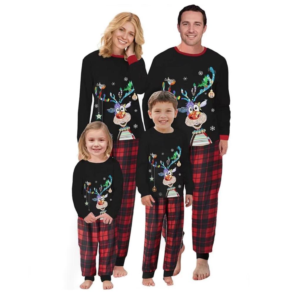 Black Lucky Elk Christmas Family Couples Matching Pajamas Party Sets - ciclove