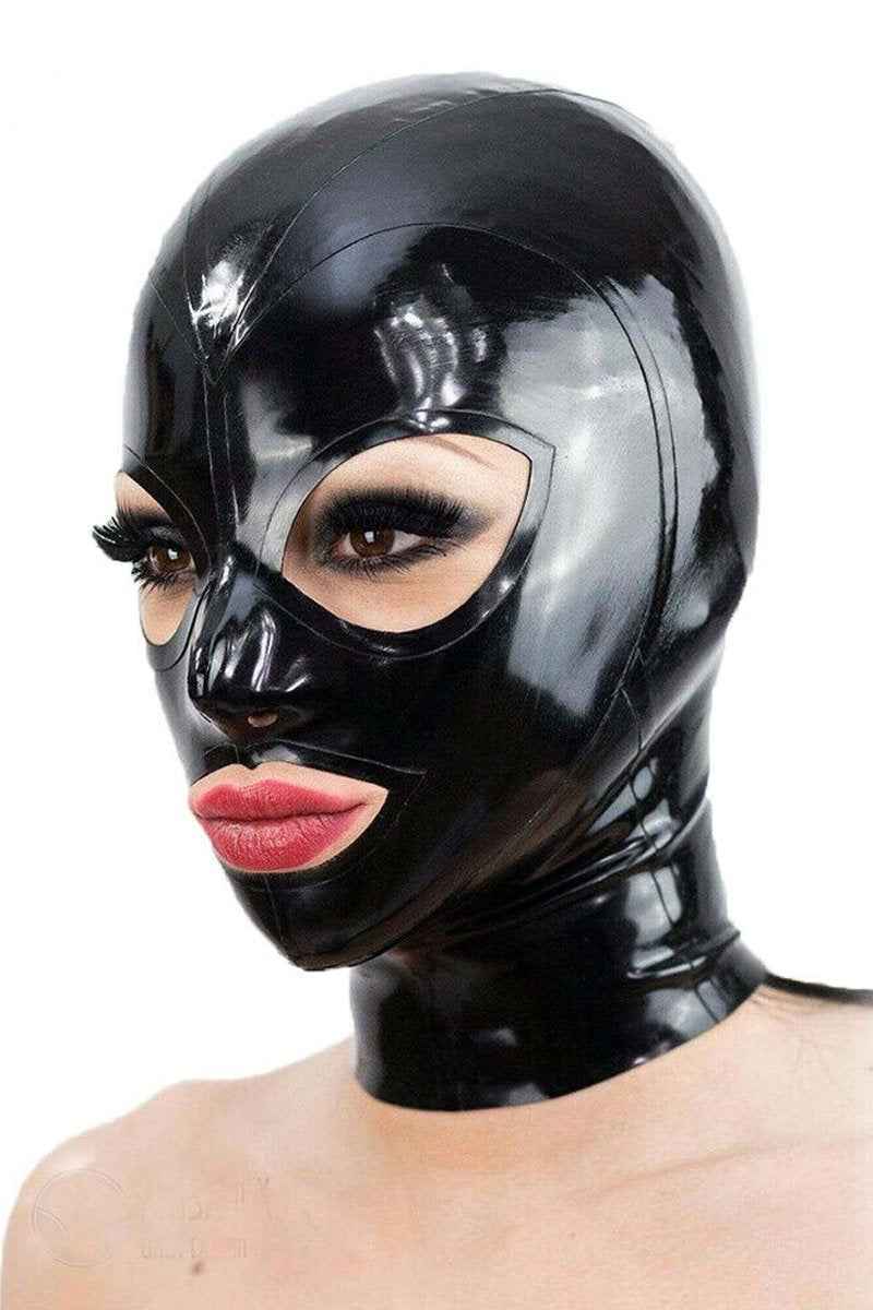 Latex Hood Single Color With Zipper And Triangle Eyes