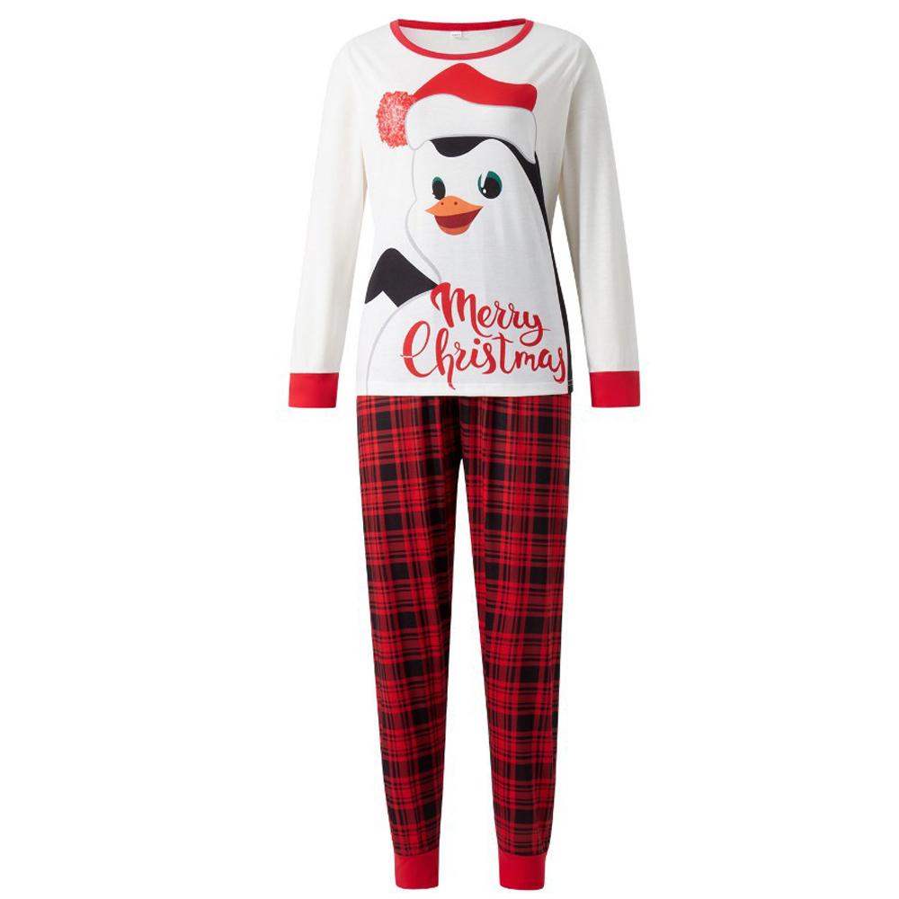 Penguin Print Plaid Christmas Family Couples Matching Pajamas Party Sets - ciclove