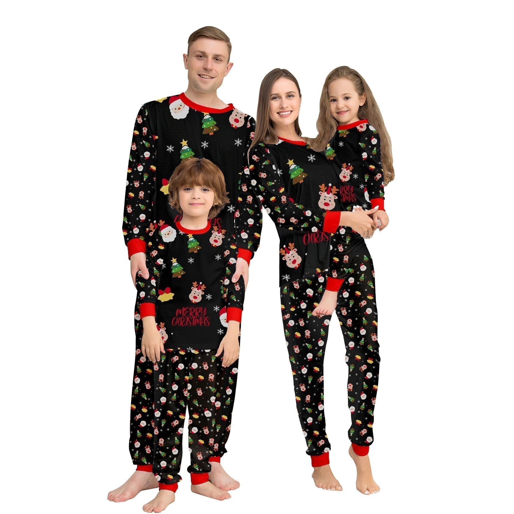 All-over Floral Print Long Sleeves Christmas Family Couples Matching Pajamas Party Sets - ciclove