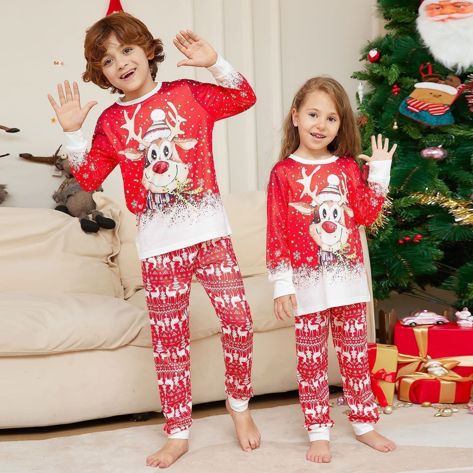 Christmas Reindeer Print Family Couples Matching Pajamas Party Sets - ciclove