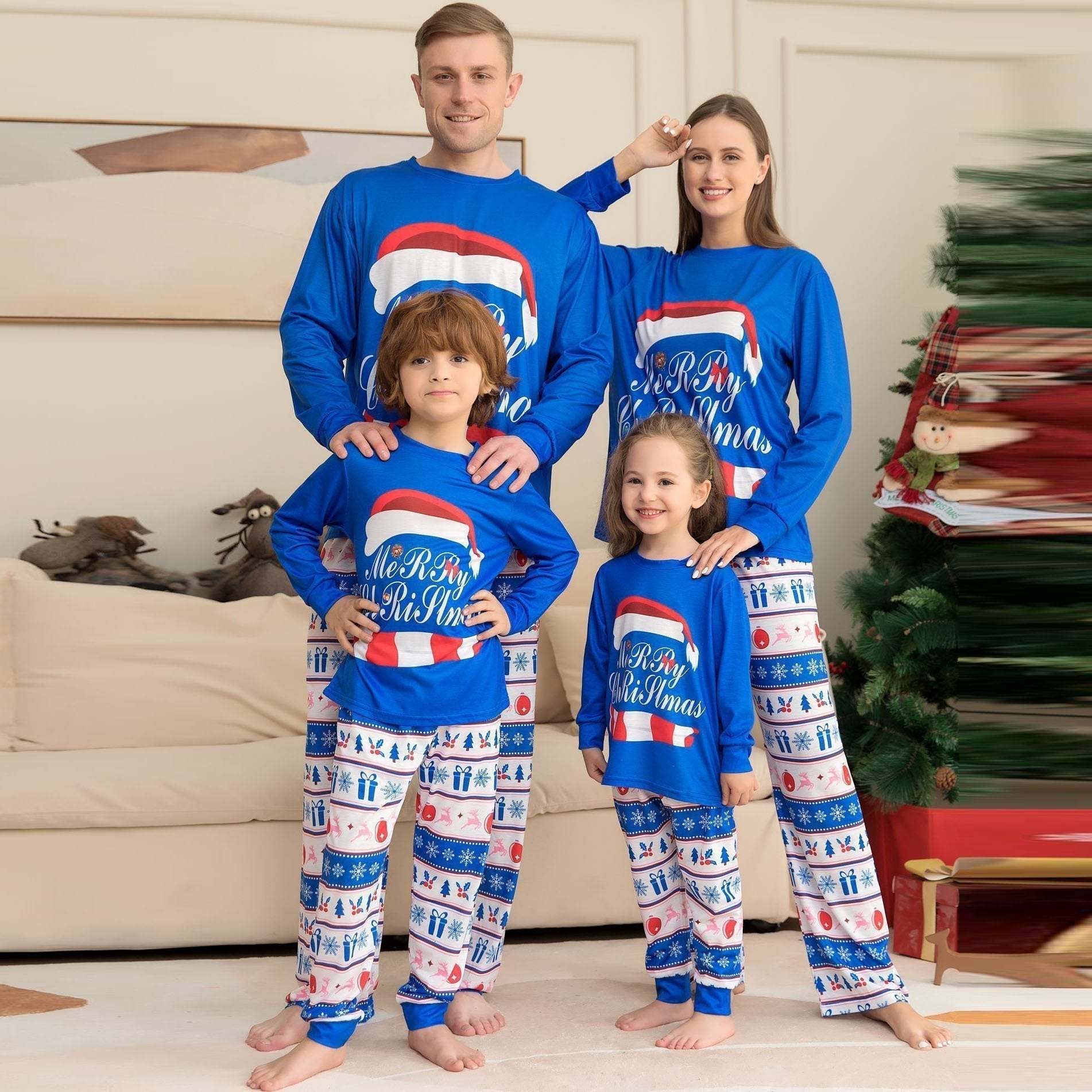 Christmas Hat Letters Snowflakes Family Couples Matching Pajamas Party Sets - ciclove