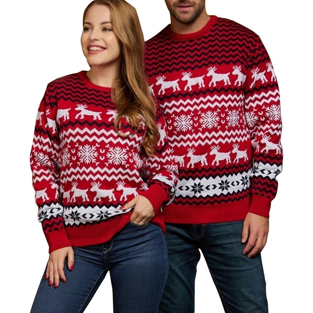ugly women men christmas small snowflake Couple Sweater - ciclove