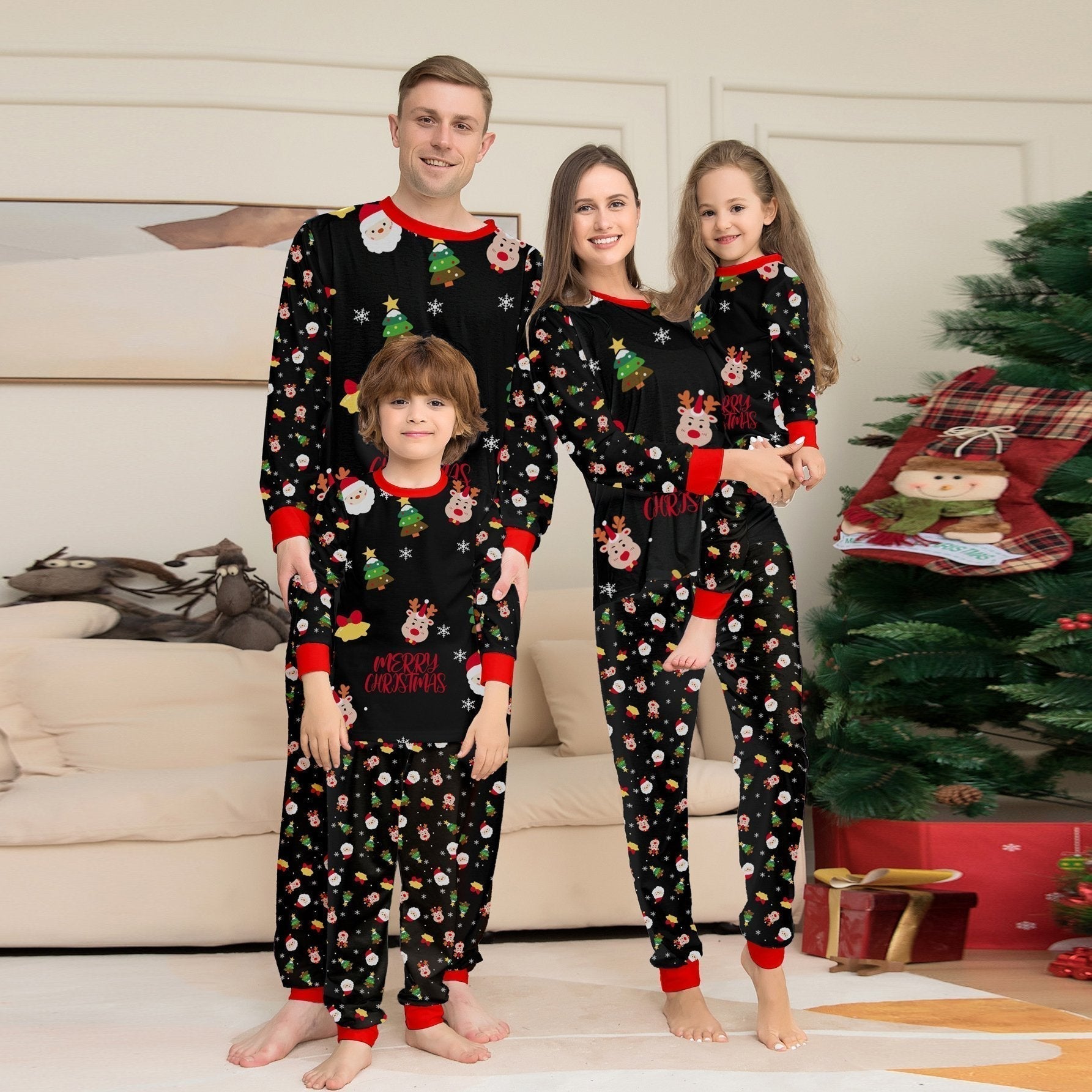 All-over Floral Print Long Sleeves Christmas Family Couples Matching Pajamas Party Sets - ciclove