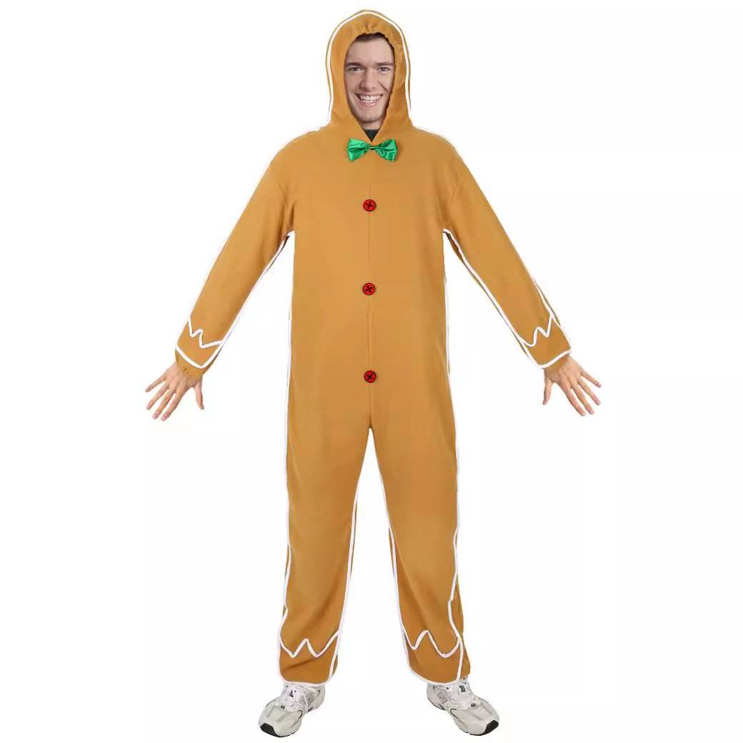 Adult Gingerbread Man Costume Christmas Holiday Hoddie Funny Pajamas - ciclove