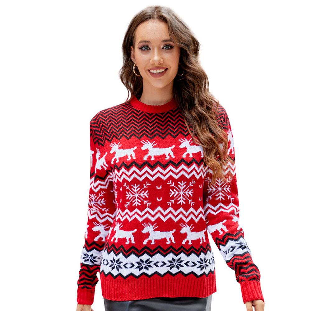 ugly women men christmas small snowflake Couple Sweater - ciclove