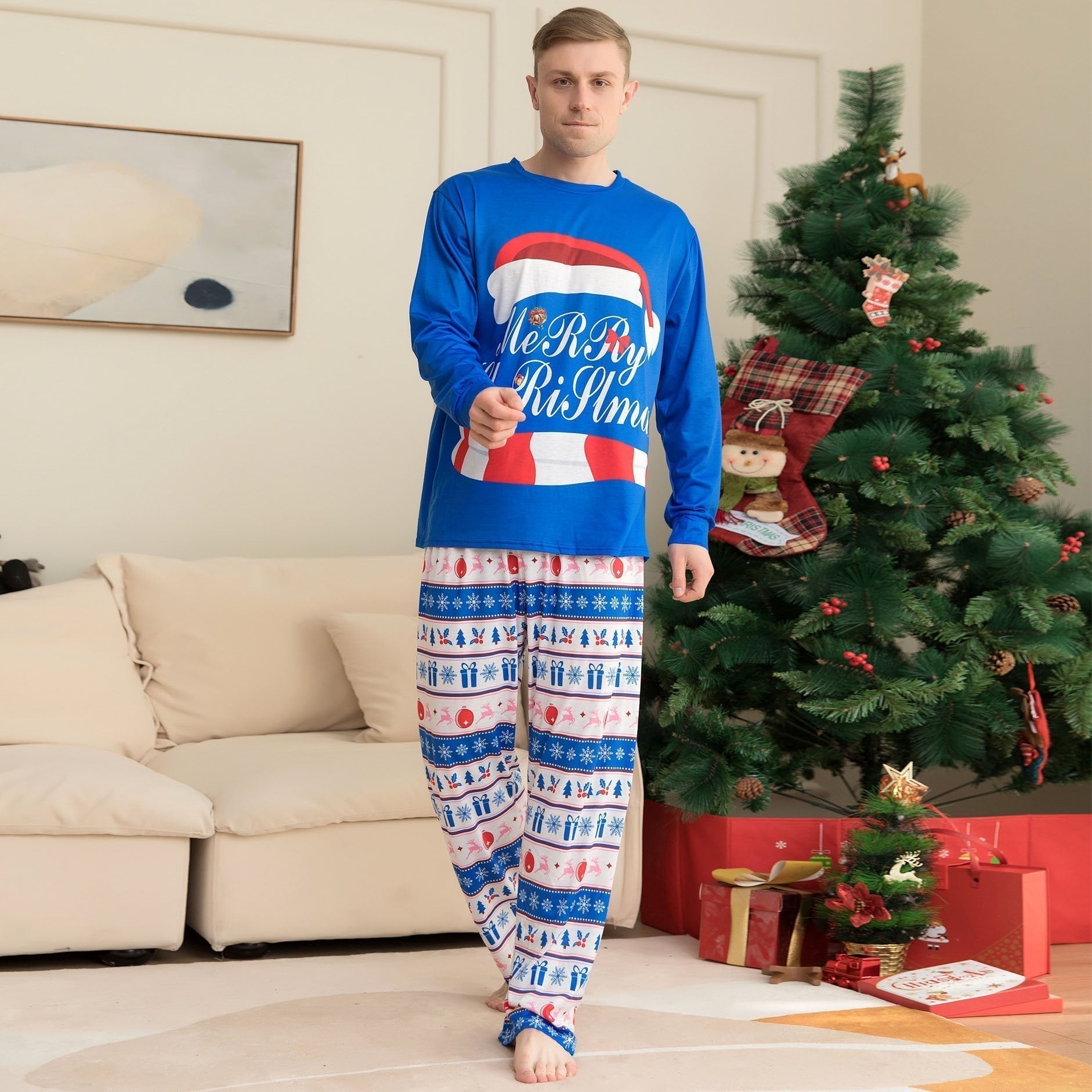 Christmas Hat Letters Snowflakes Family Couples Matching Pajamas Party Sets - ciclove