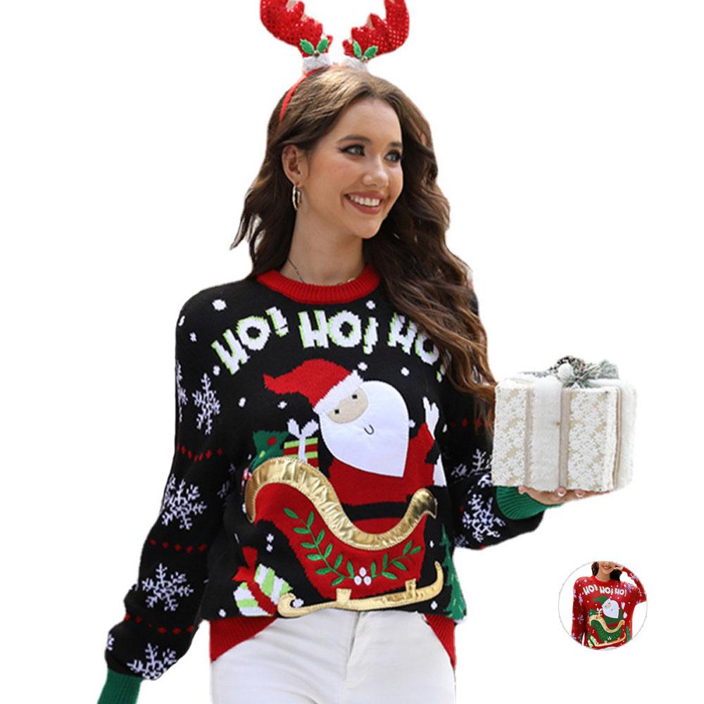 ugly women christmas Santa Claus Sweater Funny Embroidery 3D - ciclove