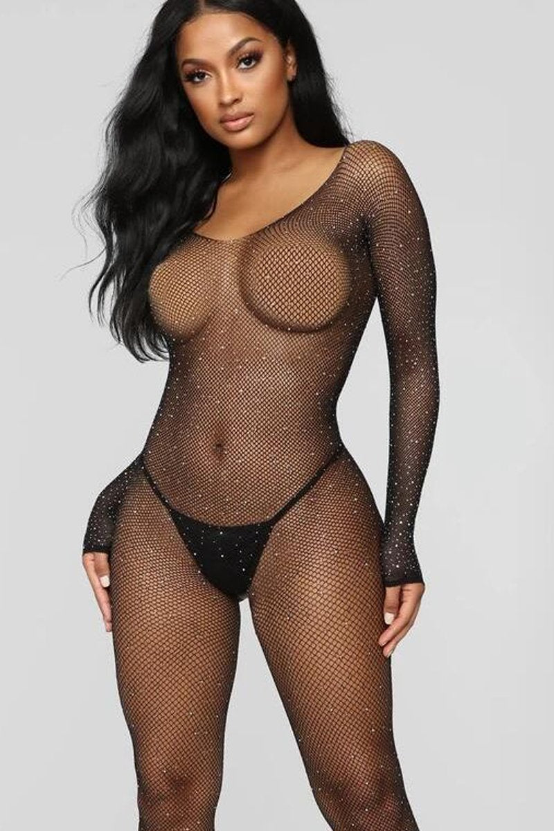 Rhinestone Net Body Stocking