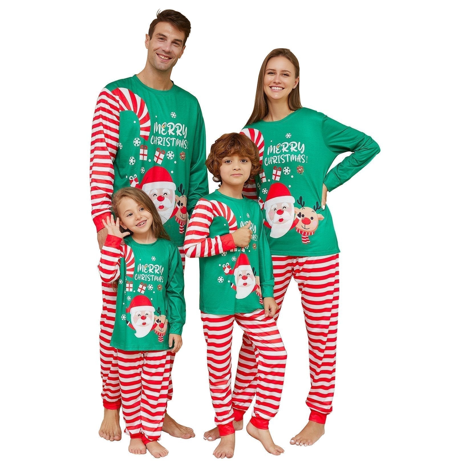 Green Santa Letter Print Christmas Family Couples Matching Pajamas Party Sets - ciclove