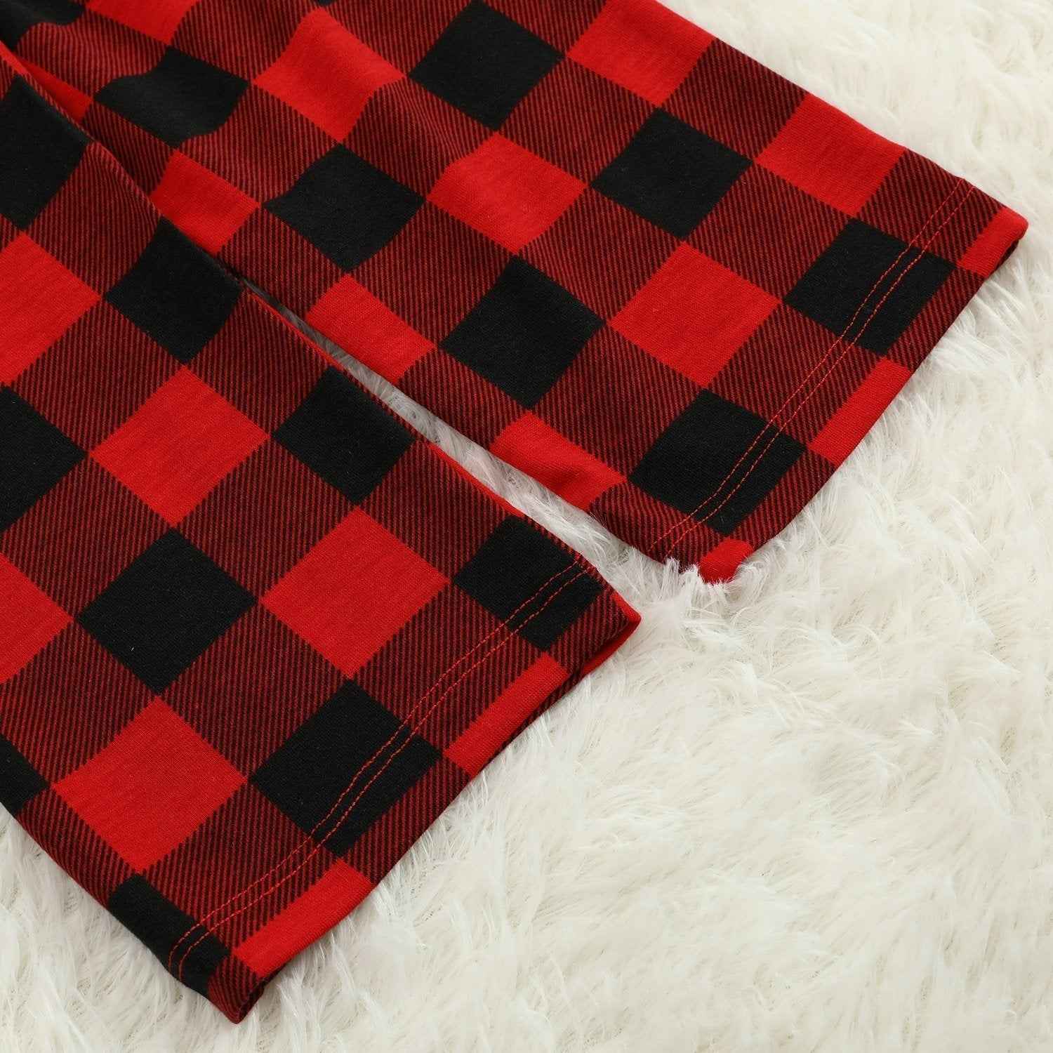 Christmas Family matching Deer print plaid Pajamas two Pieces Set Santa Patterned 2022