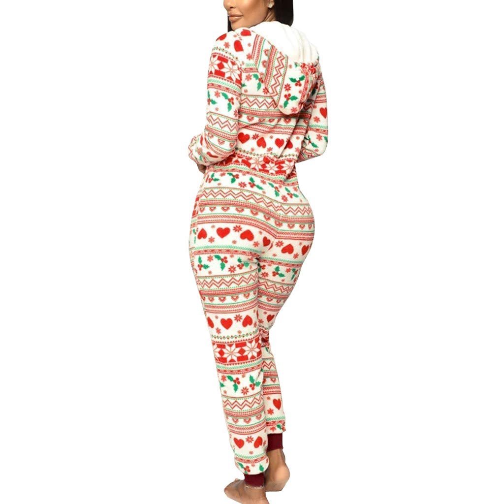 Women Sexy Family Santa Christmas Onesies Pajamas Adult Funny Matching Jumpsuit Sleepwear Red - ciclove