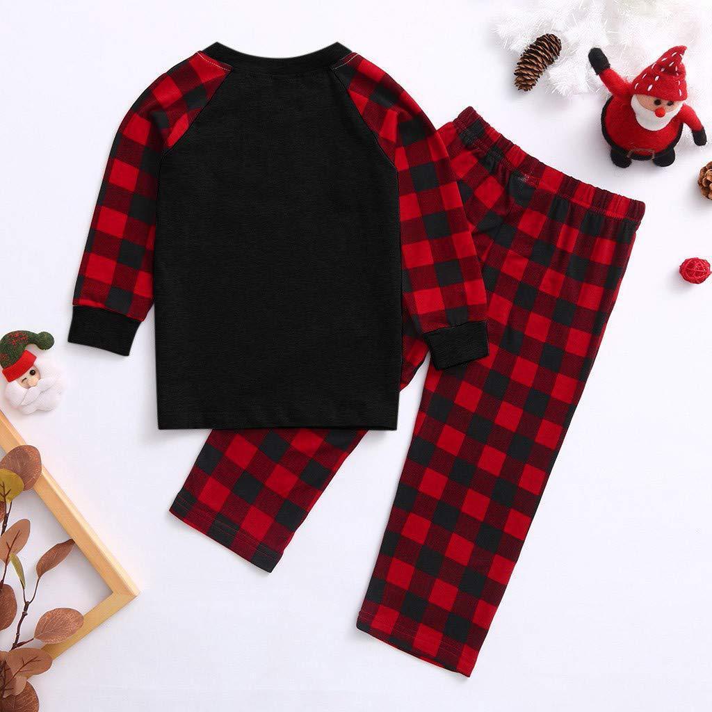 Christmas Family Matching Sleepwear Pajamas Sets Black Trees Top and Red Plaid Pants - ciclove