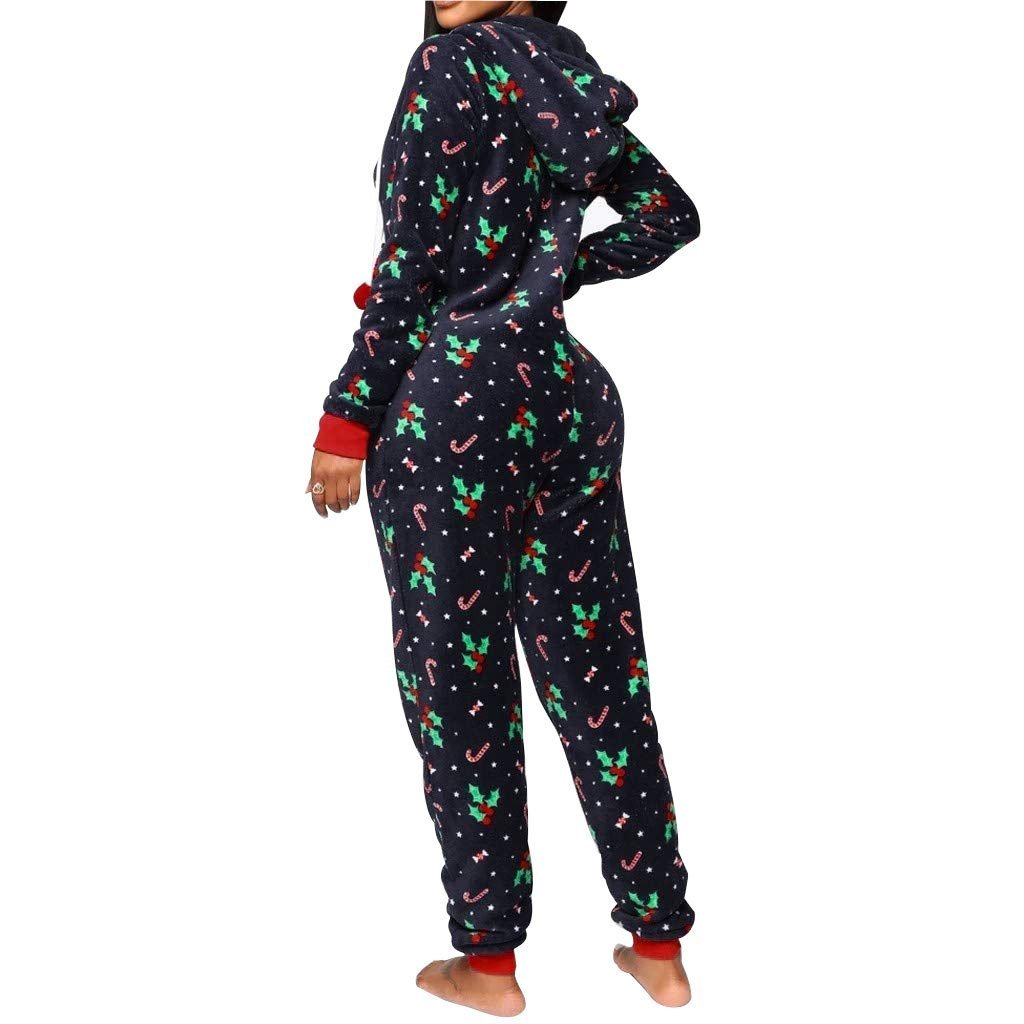 Women Sexy Family Santa Christmas Onesies Pajamas Adult Funny Matching Jumpsuit Sleepwear Red - ciclove