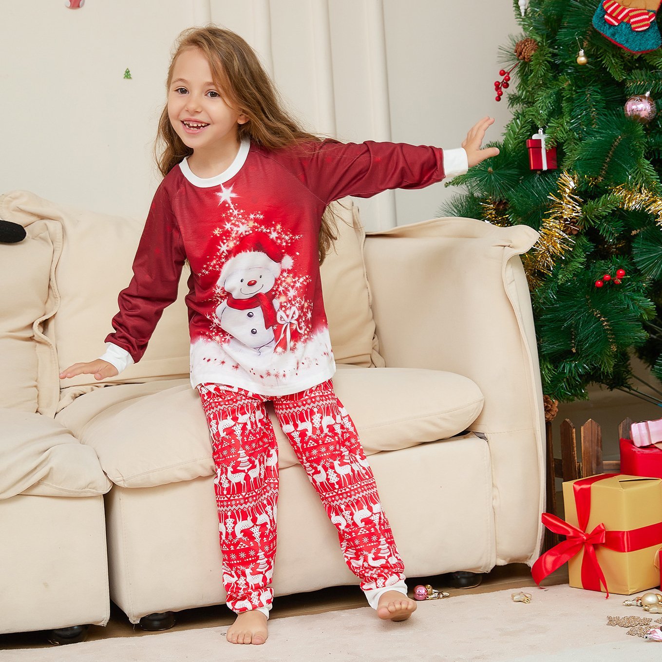 BuySnowman Scarf Print Christmas Family Couples Matching Pajamas Party Sets Now Cheaper With 3 - 5 Days Ship - PajamasBuy