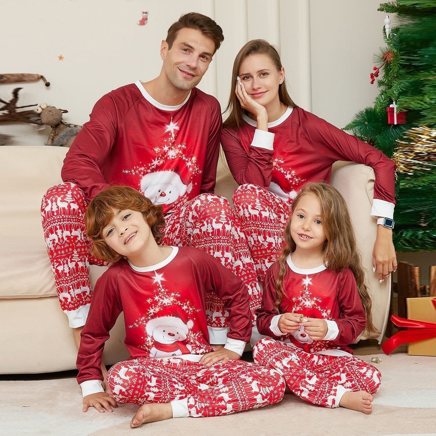 BuySnowman Scarf Print Christmas Family Couples Matching Pajamas Party Sets Now Cheaper With 3 - 5 Days Ship - PajamasBuy