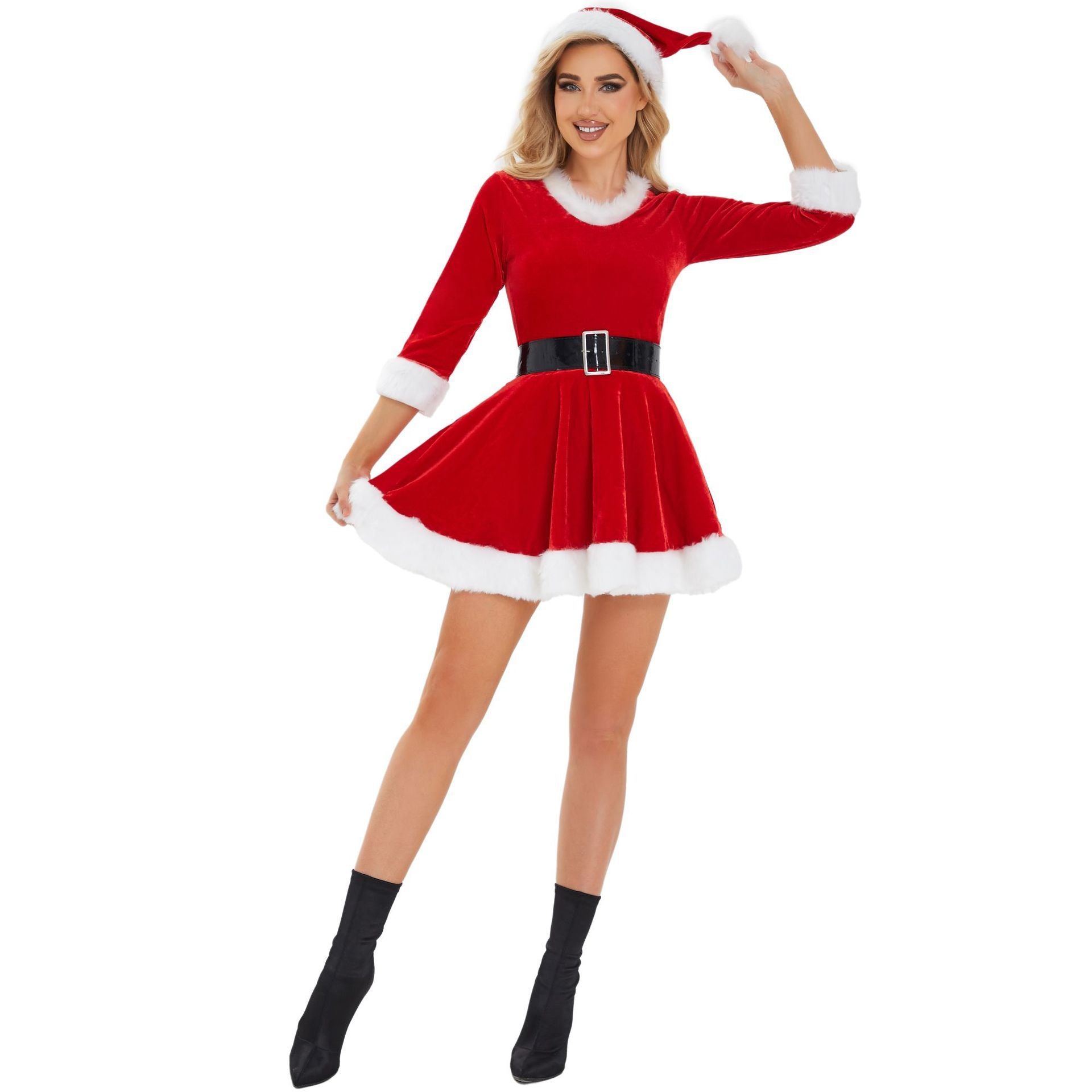 BuyWomen Christmas Party Winter Warm Dresses Costume with Hat Now Cheaper With 3 - 5 Days Ship - PajamasBuy