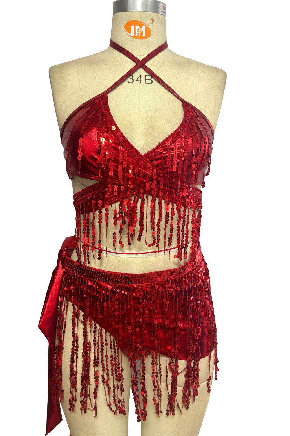 Two-Piece Swimsuit Three-Piece Set Flash Fabric Tassel Bikini