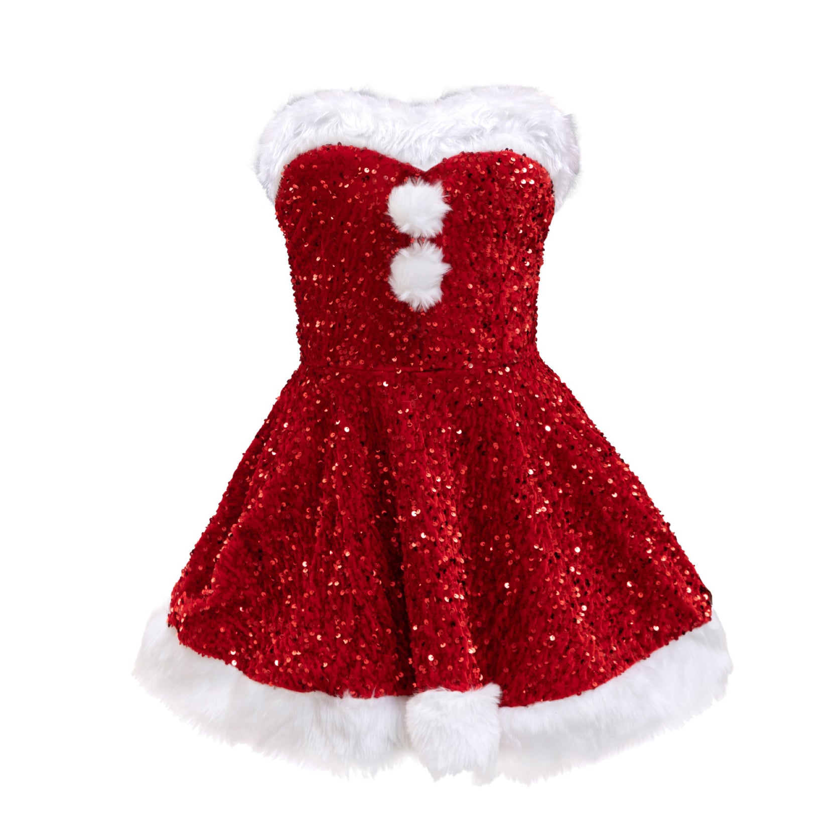 Women Christmas Dress Costume Sequin Santa Cosplay Outfits