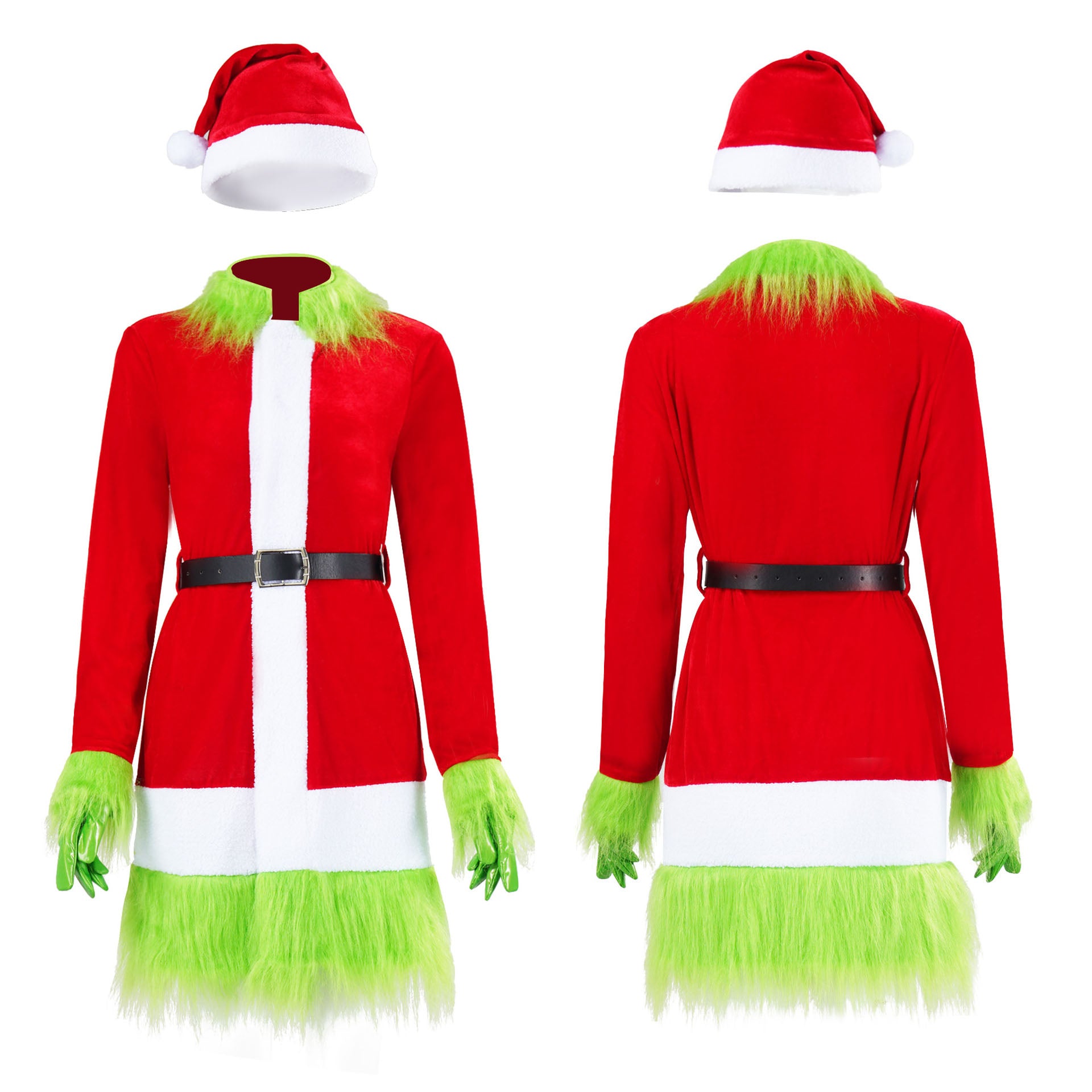 Christmas Spot Green Hair Monster Grinch Cosplay Costume Santa Xmas Outfits