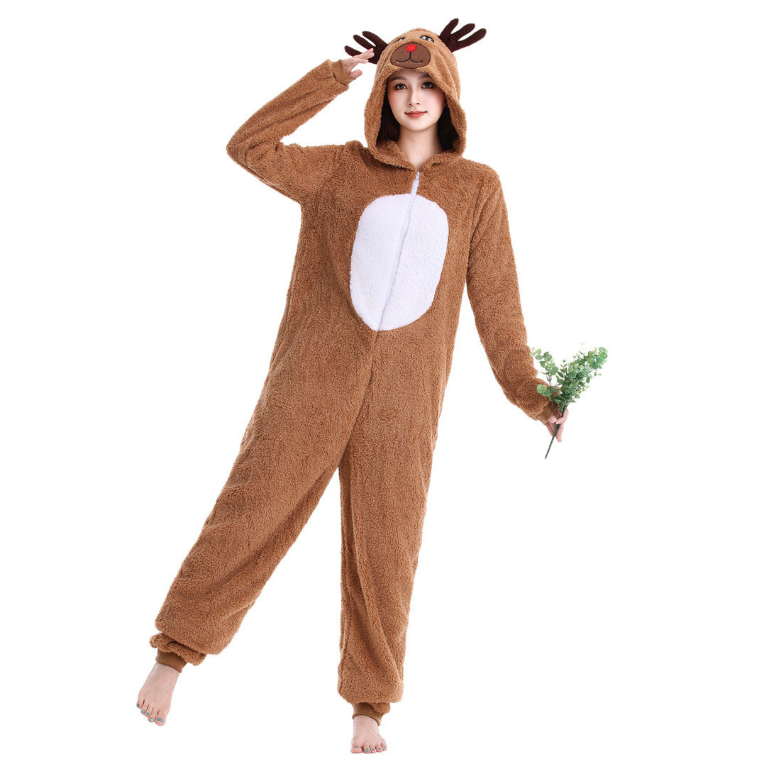 Christmas Onesie Women's Reindeer Cosplay Costume Jumpsuit Carnival Xmas Outfits
